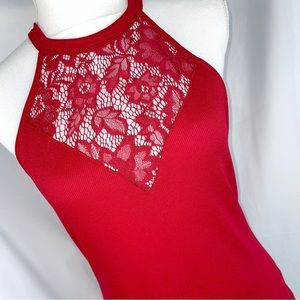 SHEIN Lace Detail High Neck Tank Top, Sz Lg, NWOT